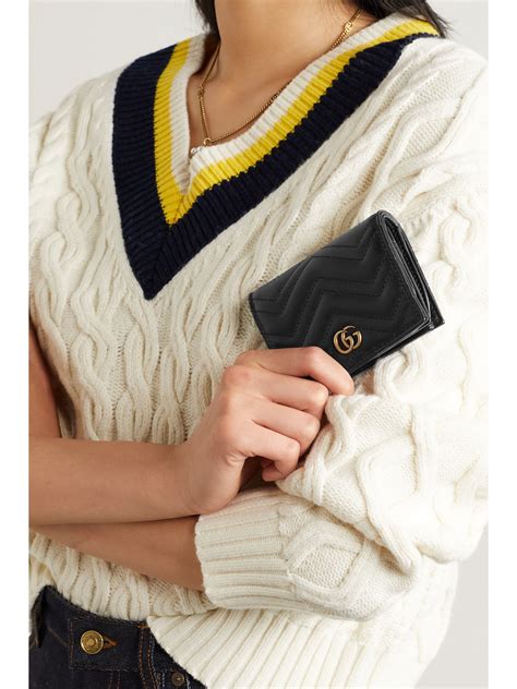 gucci swing leather wallet with strap black|gg marmont quilted leather wallet.